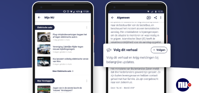 NU.nl-app is nu nog persoonlijker door het vernieuwde Mijn NU