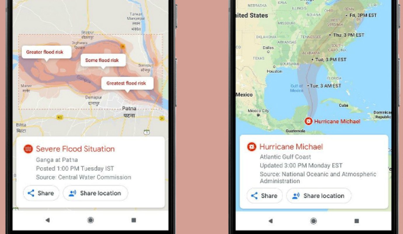 Google Maps Alert Inlet Google SOS Alerts toont natuurrampen nu in real-time in Maps