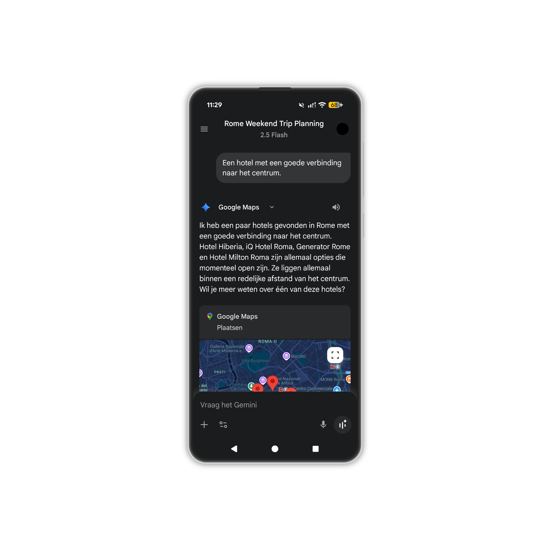 Gemini live weekend weg plannen Google Pixel 10 pro
