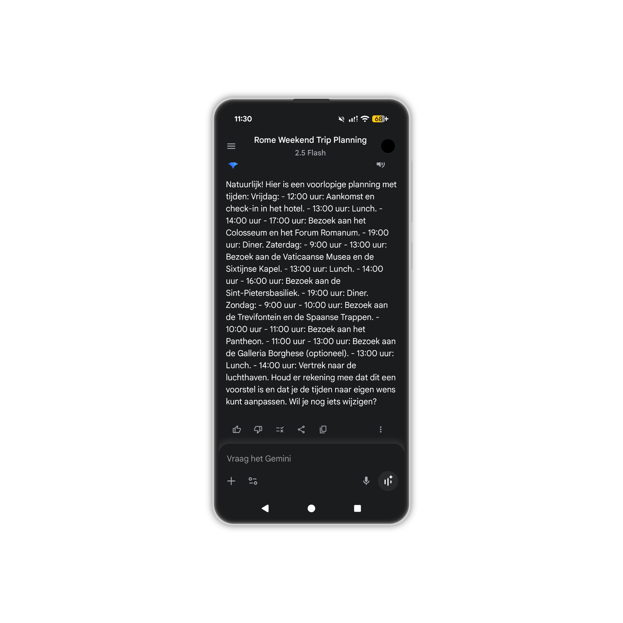 Gemini live weekend weg plannen Google Pixel 10 pro