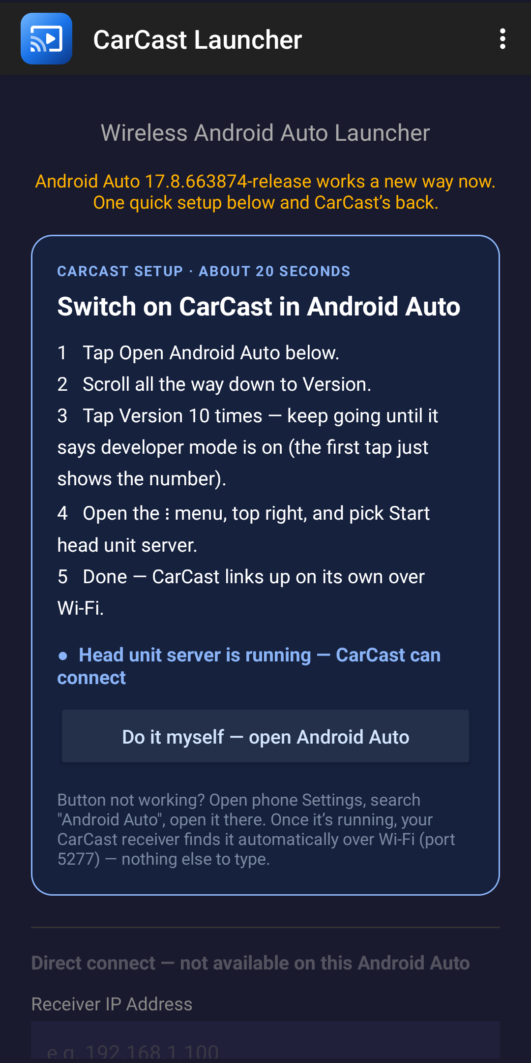 carcast-setup