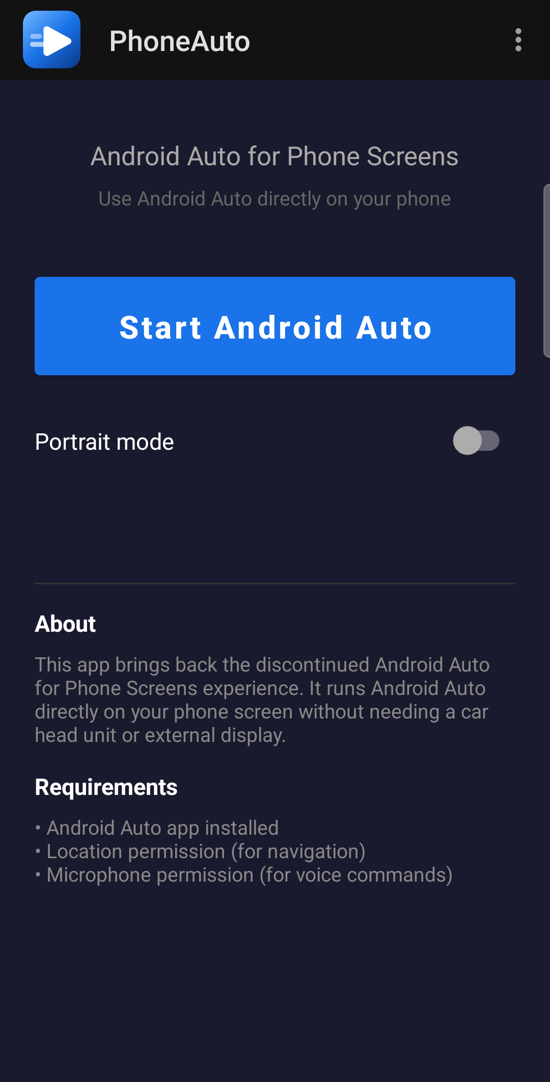 PhoneAuto start